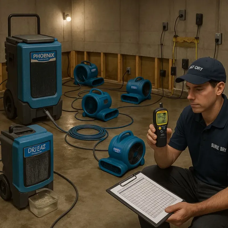 Structural Drying and Dehumidification process in Bacliff, TX